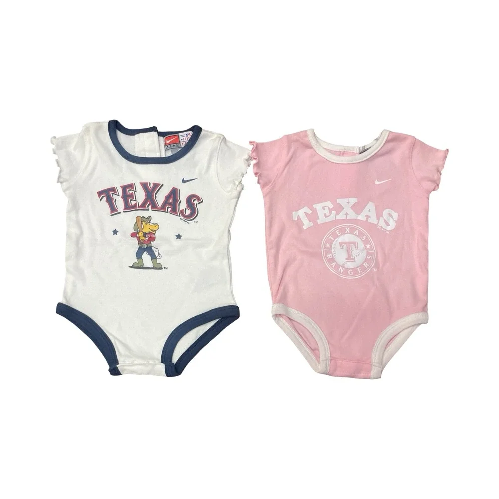 Nike Texas Rangers Baby Bodysuit Set 2 Pack Pink White MLB 3-6 Months